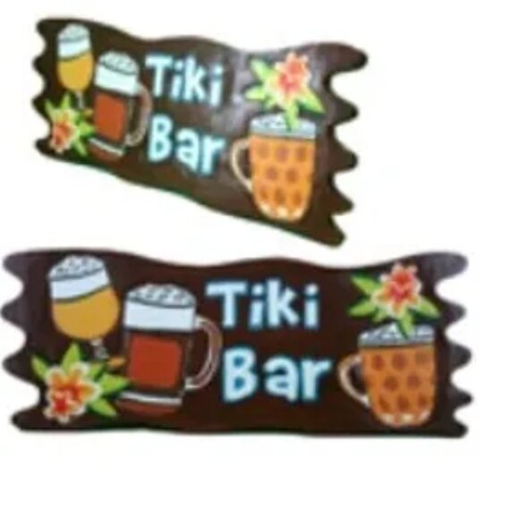Tiki Bar Brown Wood Sign Painted Carved Tropical Drinks 19"🆕📦🏃🏻💨🚚 - Picture 4 of 13